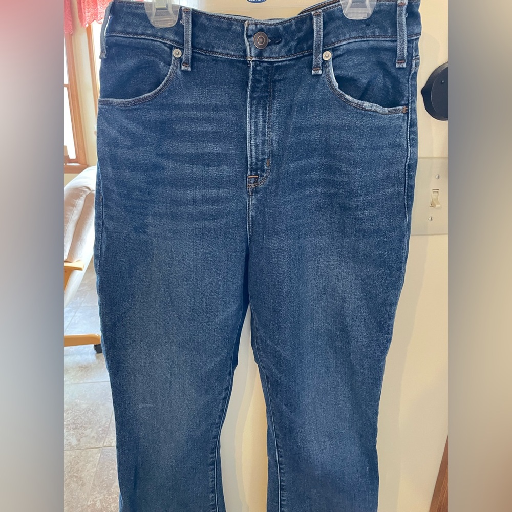 Abercrombie ankle flare jeans dark wash